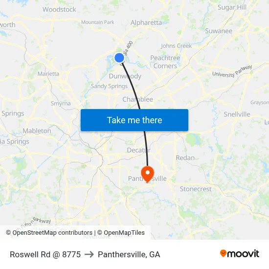 Roswell Rd @ 8775 to Panthersville, GA map