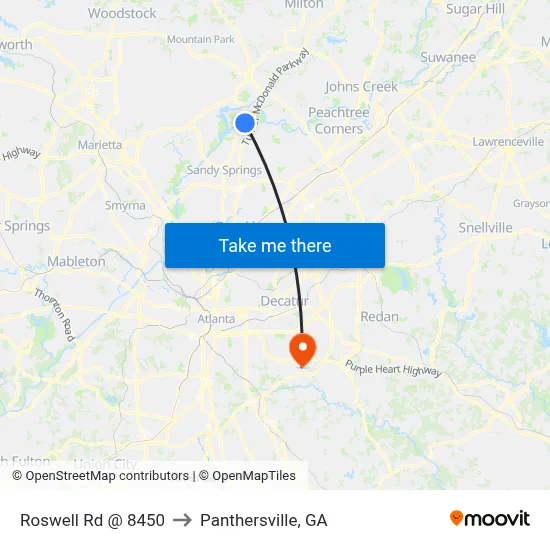 Roswell Rd @ 8450 to Panthersville, GA map