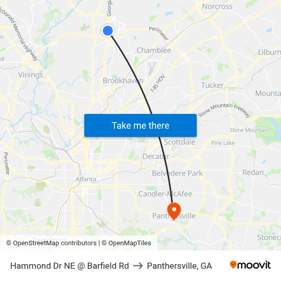 Hammond Dr NE @ Barfield Rd to Panthersville, GA map