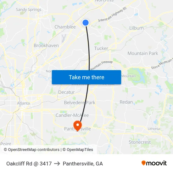 Oakcliff Rd @ 3417 to Panthersville, GA map
