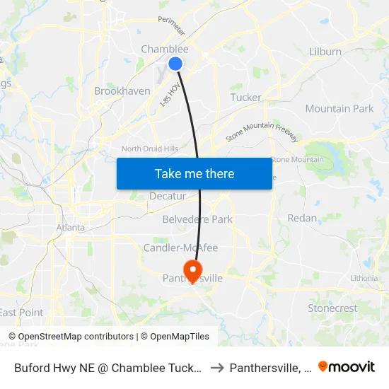 Buford Hwy NE @ Chamblee Tucker Rd to Panthersville, GA map