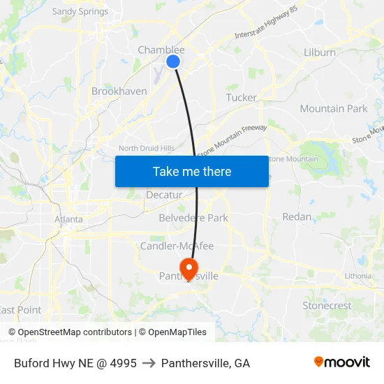 Buford Hwy NE @ 4995 to Panthersville, GA map