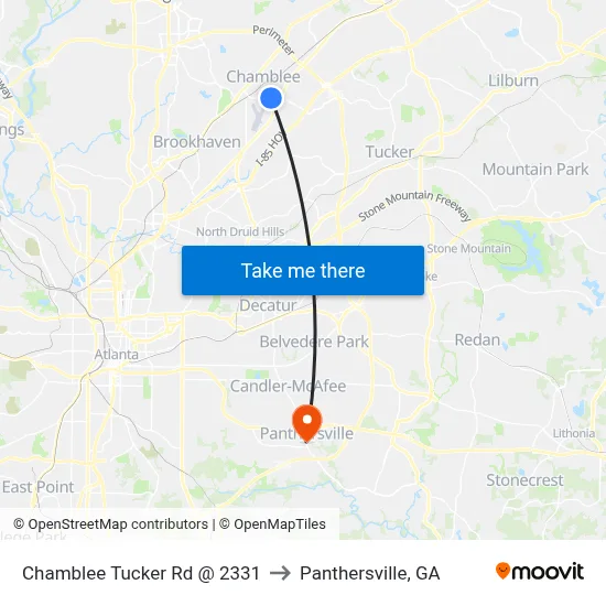 Chamblee Tucker Rd @ 2331 to Panthersville, GA map