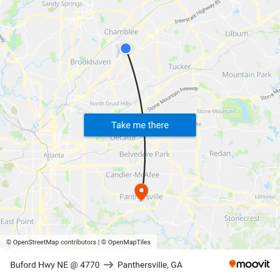 Buford Hwy NE @ 4770 to Panthersville, GA map