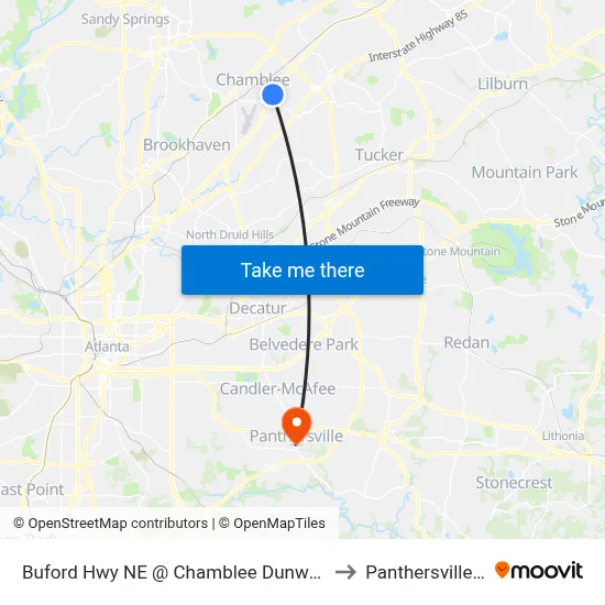 Buford Hwy NE @ Chamblee Dunwoody Rd to Panthersville, GA map