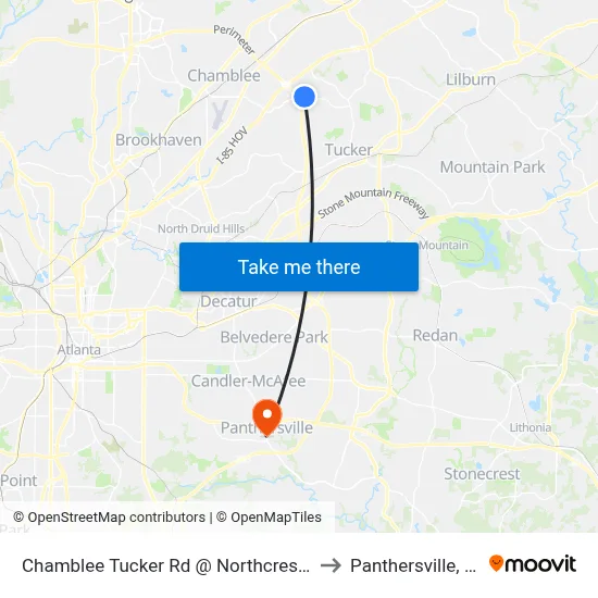 Chamblee Tucker Rd @ Northcrest Rd to Panthersville, GA map
