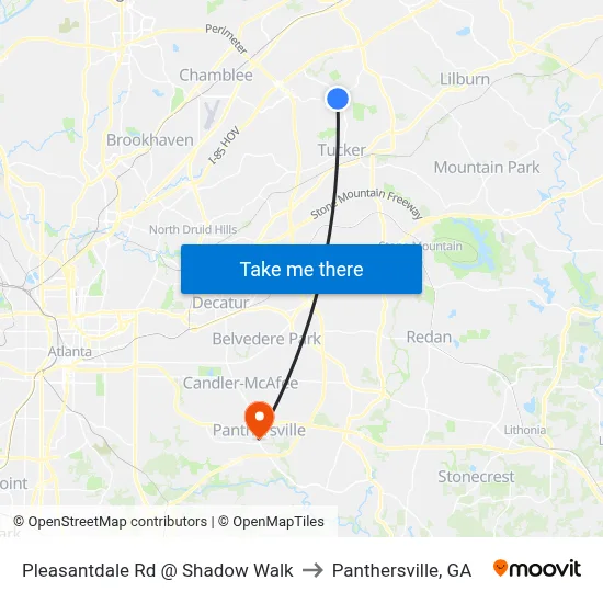 Pleasantdale Rd @ Shadow Walk to Panthersville, GA map
