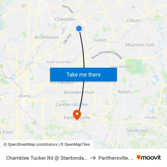 Chamblee Tucker Rd @ Stantondale Dr to Panthersville, GA map