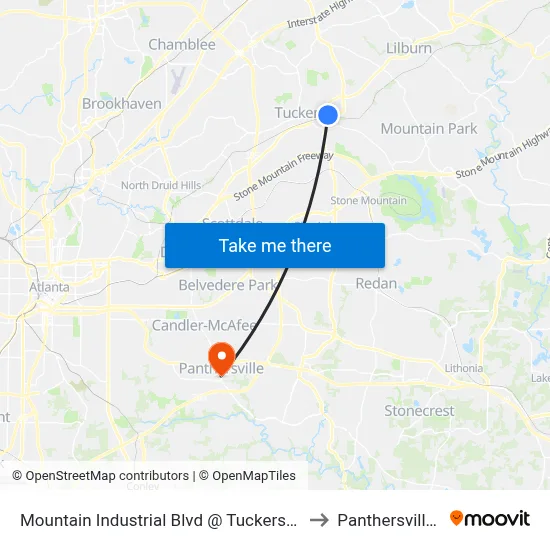 Mountain Industrial Blvd @ Tuckerstone Pkwy to Panthersville, GA map
