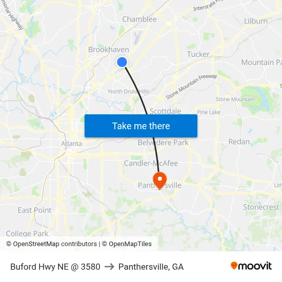 Buford Hwy NE @ 3580 to Panthersville, GA map