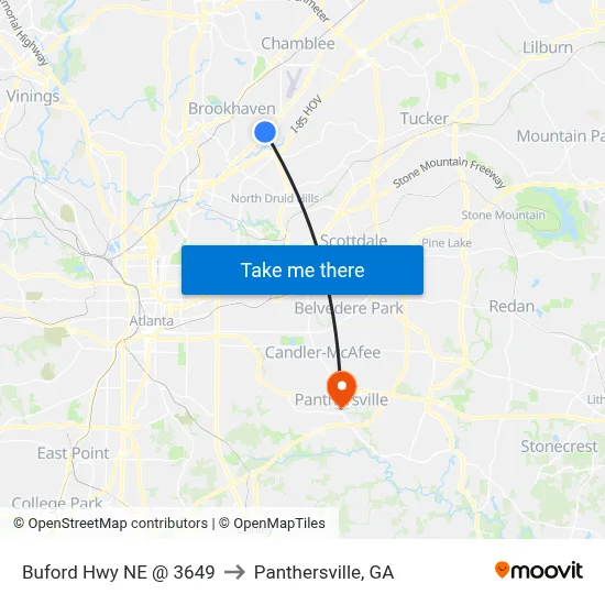 Buford Hwy NE @ 3649 to Panthersville, GA map