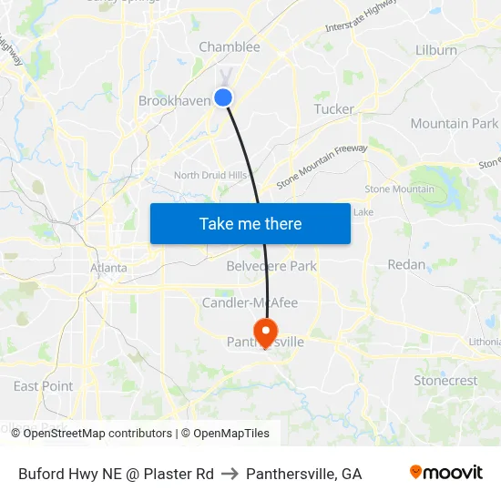 Buford Hwy NE @ Plaster Rd to Panthersville, GA map