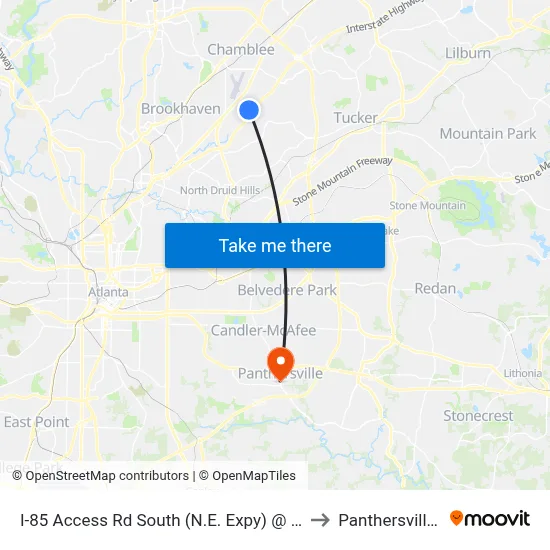 I-85 Access Rd South (N.E. Expy) @ Plaster Rd to Panthersville, GA map