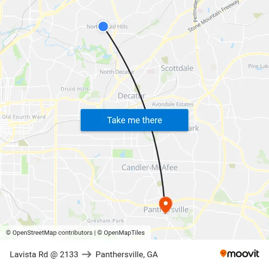 Lavista Rd @ 2133 to Panthersville, GA map