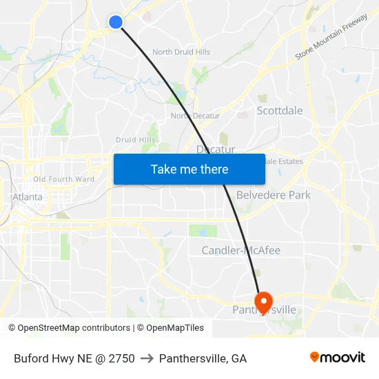 Buford Hwy NE @ 2750 to Panthersville, GA map