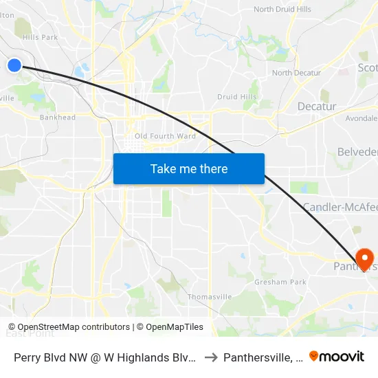 Perry Blvd NW @ W Highlands Blvd NW to Panthersville, GA map