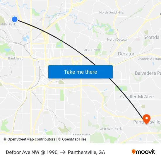 Defoor Ave NW @ 1990 to Panthersville, GA map