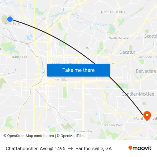 Chattahoochee Ave @ 1495 to Panthersville, GA map