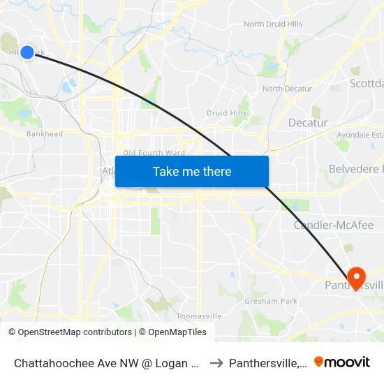 Chattahoochee Ave NW @ Logan Cir NW to Panthersville, GA map