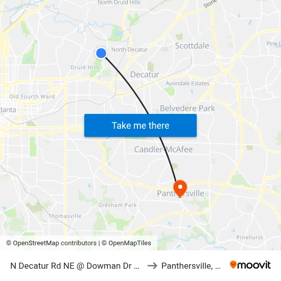 N Decatur Rd NE @ Dowman Dr NE to Panthersville, GA map