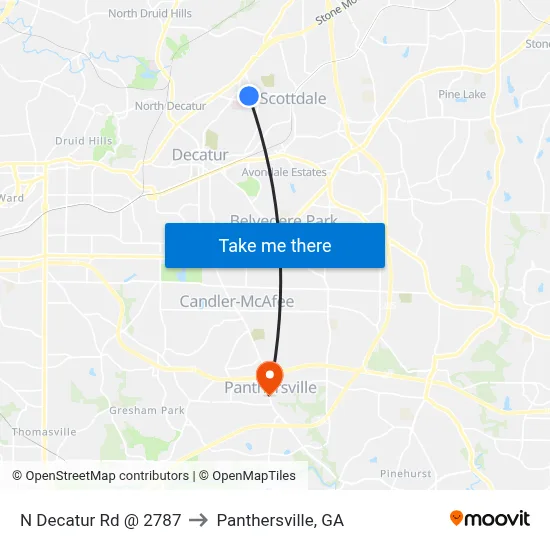 N Decatur Rd @ 2787 to Panthersville, GA map