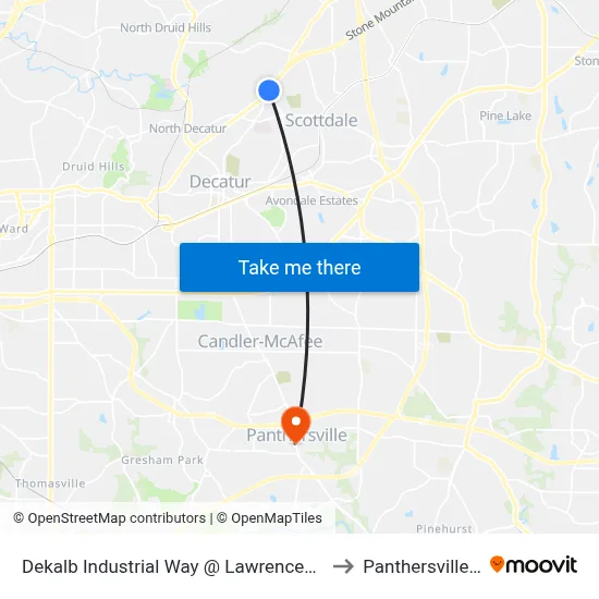 Dekalb Industrial Way @ Lawrenceville Hwy to Panthersville, GA map