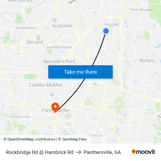 Rockbridge Rd @ Hambrick Rd to Panthersville, GA map