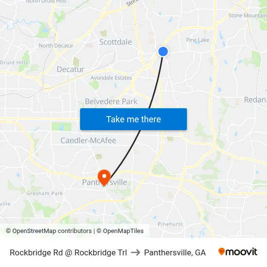 Rockbridge Rd @ Rockbridge Trl to Panthersville, GA map