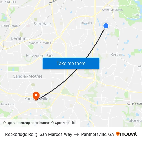 Rockbridge Rd @ San Marcos Way to Panthersville, GA map