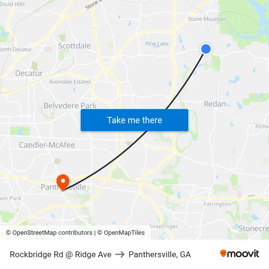 Rockbridge Rd @ Ridge Ave to Panthersville, GA map
