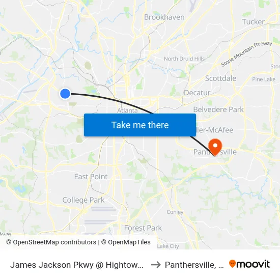 James Jackson Pkwy @ Hightower Rd to Panthersville, GA map