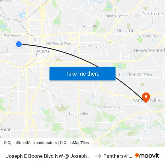 Joseph E Boone Blvd NW @ Joseph E Lowery Blvd to Panthersville, GA map
