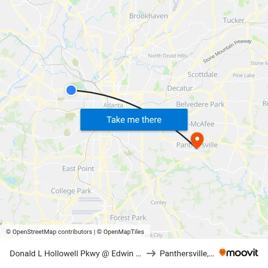 Donald L Hollowell Pkwy @ Edwin Pl NW to Panthersville, GA map