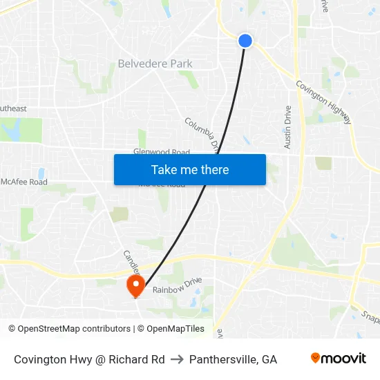 Covington Hwy @ Richard Rd to Panthersville, GA map