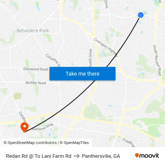 Redan Rd @ To Lani Farm Rd to Panthersville, GA map