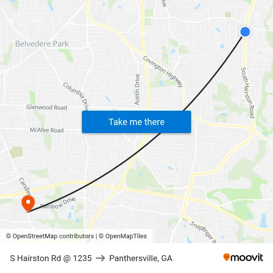 S Hairston Rd @ 1235 to Panthersville, GA map