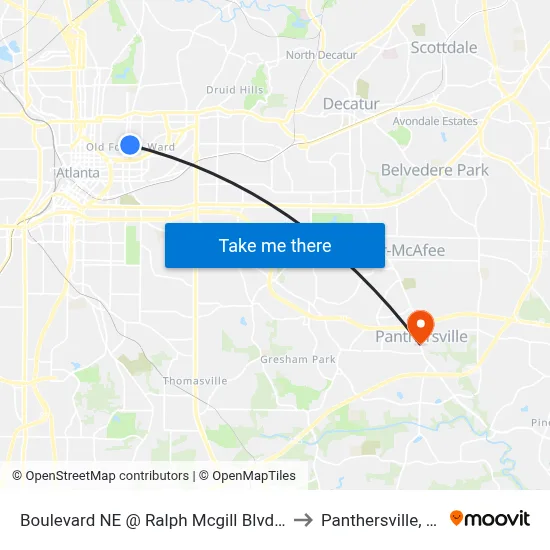 Boulevard NE @ Ralph Mcgill Blvd NE to Panthersville, GA map
