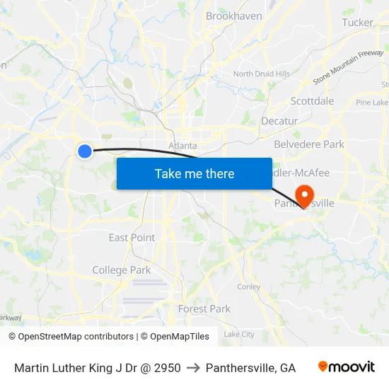 Martin Luther King J Dr @ 2950 to Panthersville, GA map