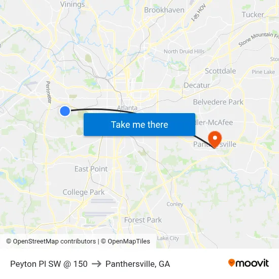 Peyton Pl SW @ 150 to Panthersville, GA map