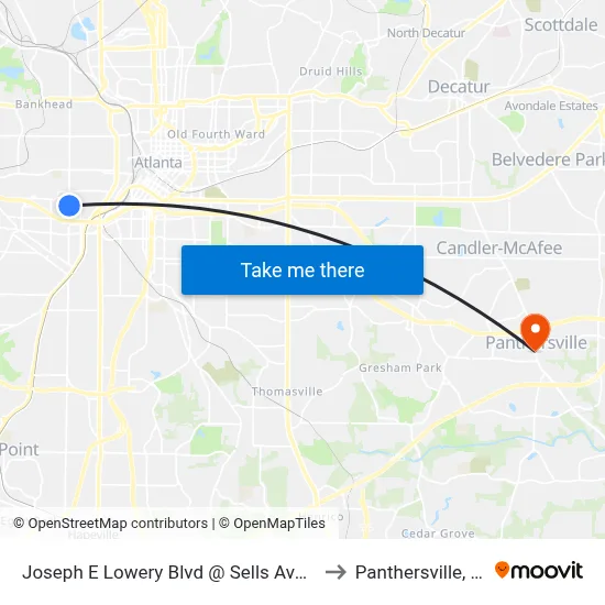 Joseph E Lowery Blvd @ Sells Ave SW to Panthersville, GA map