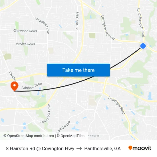 S Hairston Rd @ Covington Hwy to Panthersville, GA map