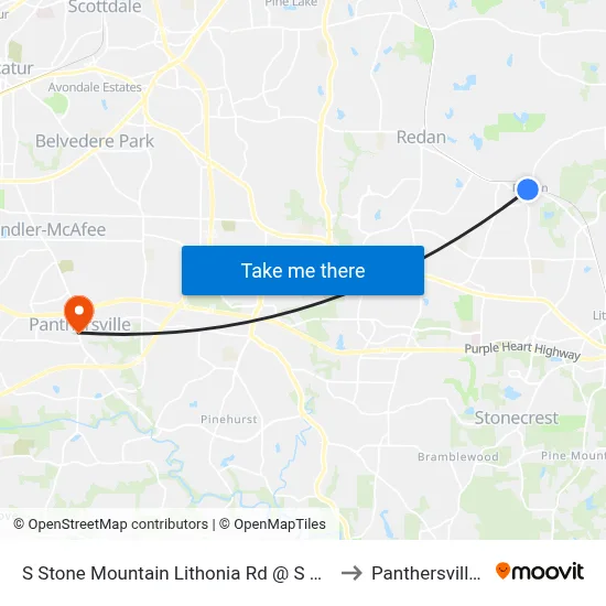 S Stone Mountain Lithonia Rd @ S Deshon Rd to Panthersville, GA map
