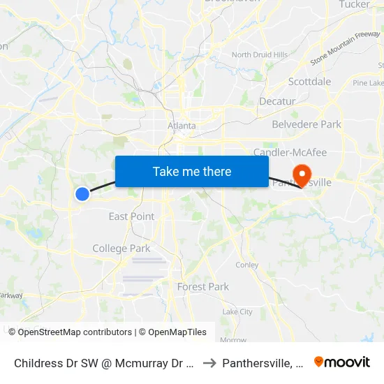Childress Dr SW @ Mcmurray Dr SW to Panthersville, GA map