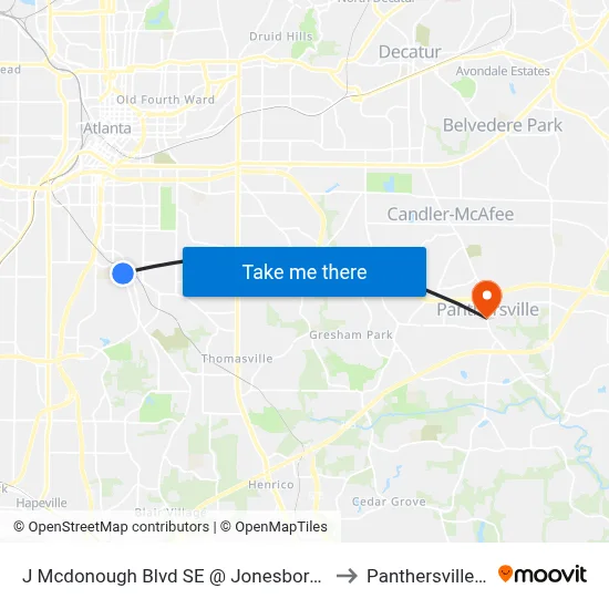 J Mcdonough Blvd SE @ Jonesboro Rd SE to Panthersville, GA map