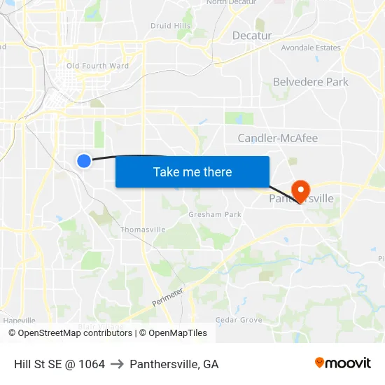 Hill St SE @ 1064 to Panthersville, GA map