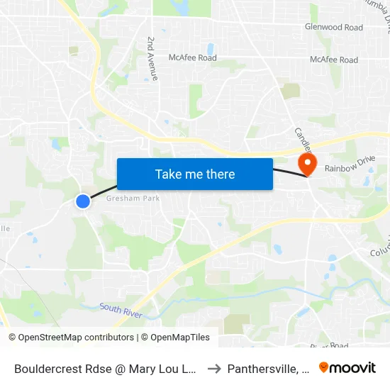 Bouldercrest Rdse @ Mary Lou Ln SE to Panthersville, GA map