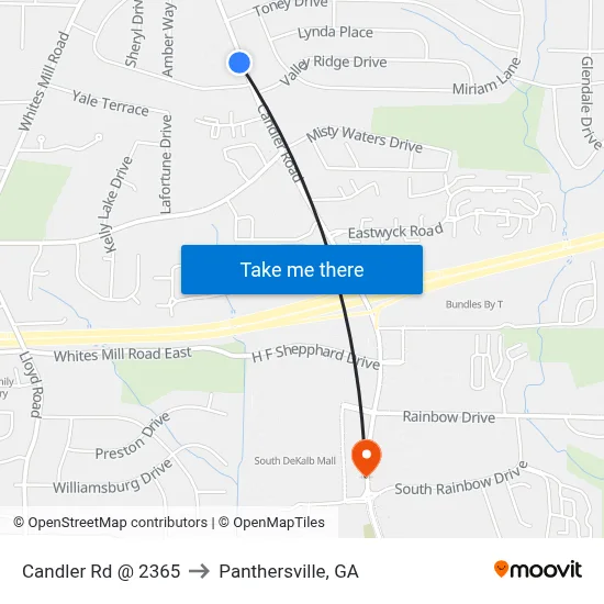 Candler Rd @ 2365 to Panthersville, GA map