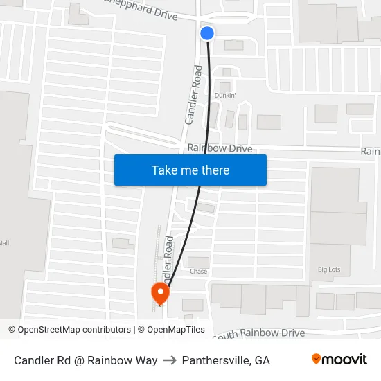 Candler Rd @ Rainbow Way to Panthersville, GA map