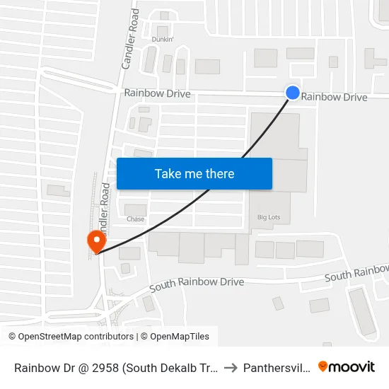 Rainbow Dr @ 2958 (South Dekalb Transfer Point) to Panthersville, GA map