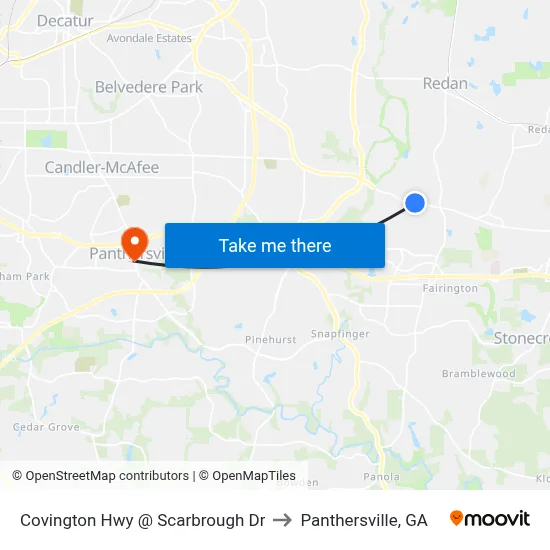Covington Hwy @ Scarbrough Dr to Panthersville, GA map
